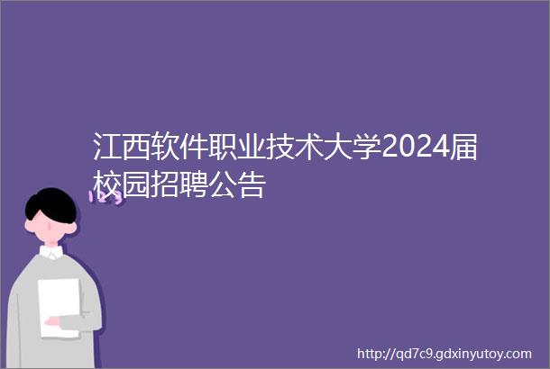 江西软件职业技术大学2024届校园招聘公告